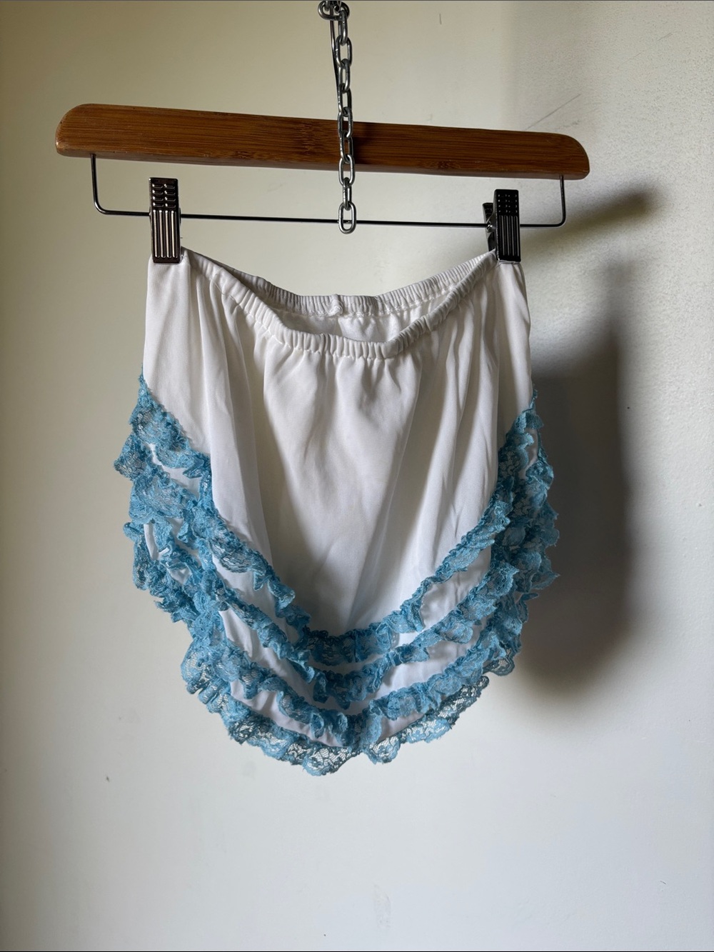 Vintage Bloomers White with Teal Lace Trim - Picture 3 of 8